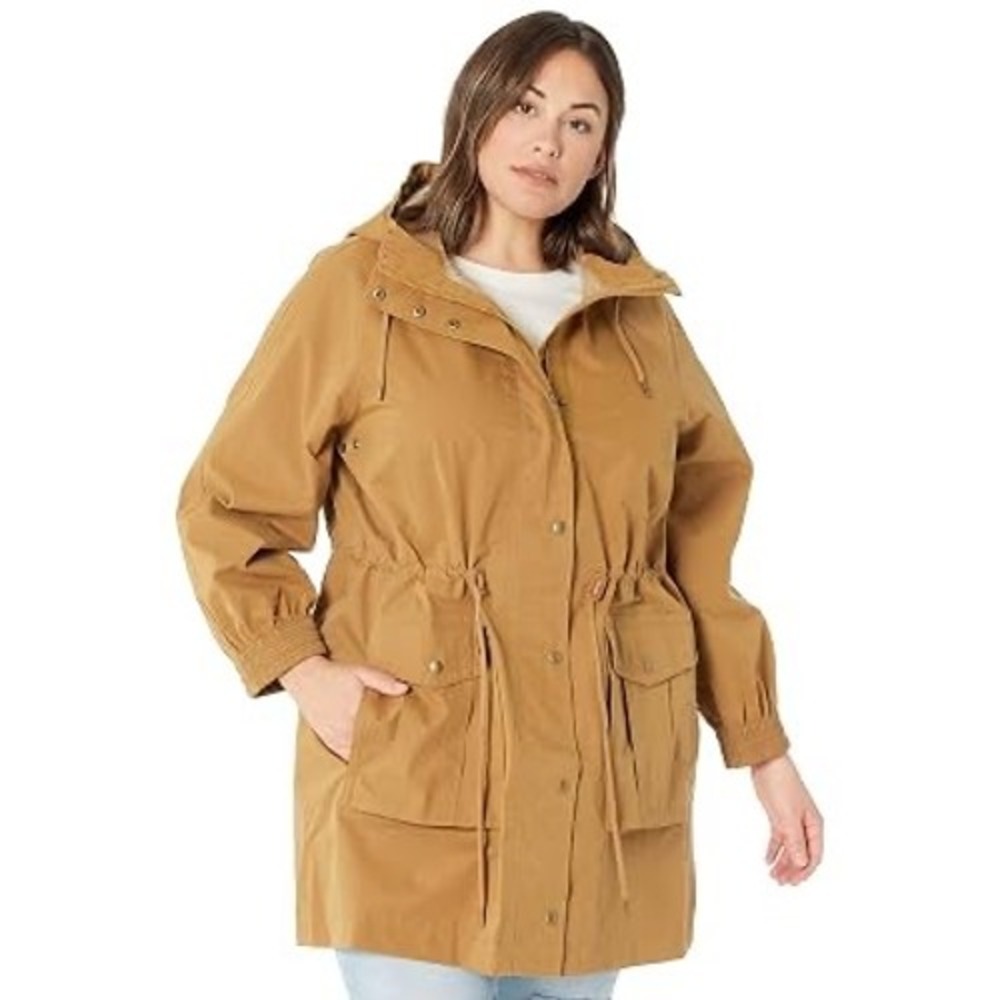Madewell Raincoat Mustard Yellow Hooded Anorak Jacket Women 1X MD442